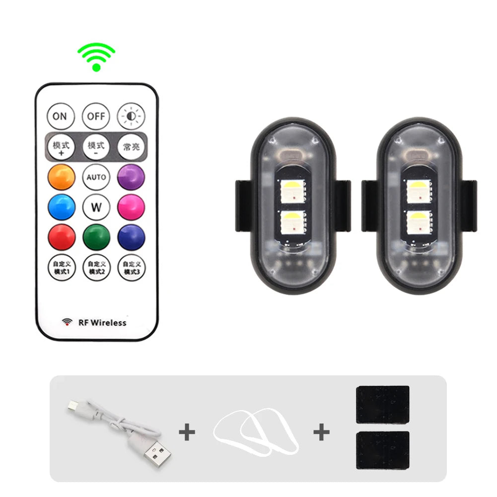 RGB Led Car Strobe Lights Motorcycle LED Flash Position Wireless Light Aircraft Airplane Helicopter Warning Lights Accessories