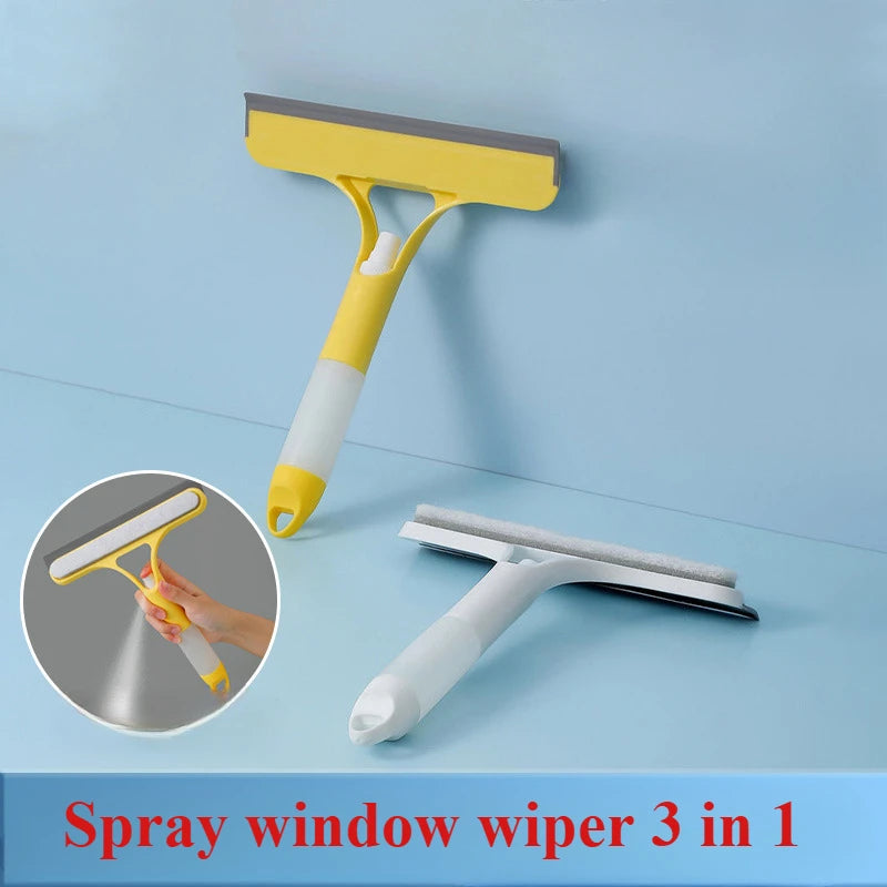 3-In-1 Shower Scraper Cleaner Bathrooms Glass Cleaning Mirror with Watering Can Squeegee Clean Floor Window Tool Water Wiper